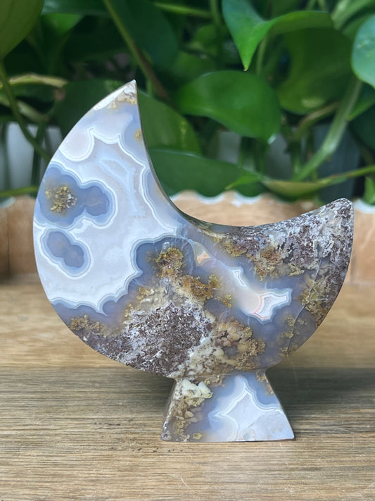 Scenic Moss Agate Moon Stand: NN