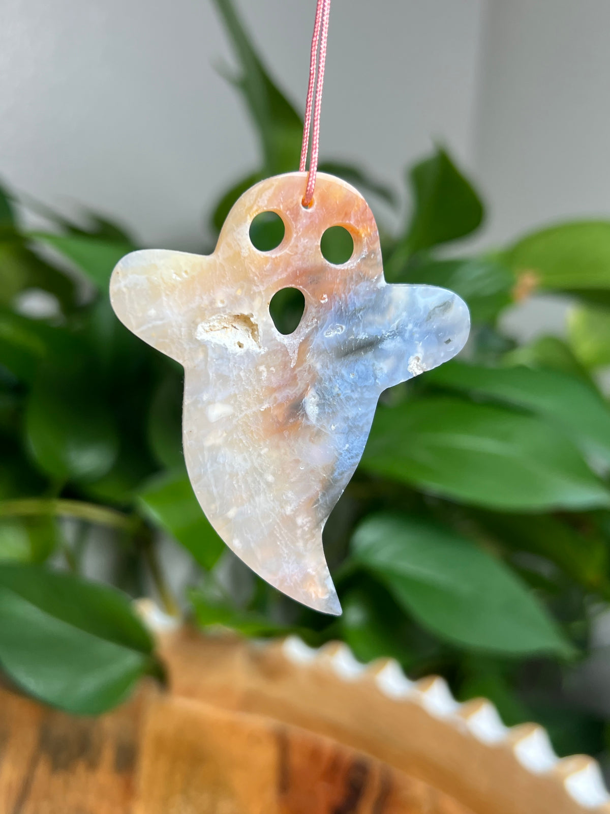 Rainbow Plume Agate Ornament Ghost: YX