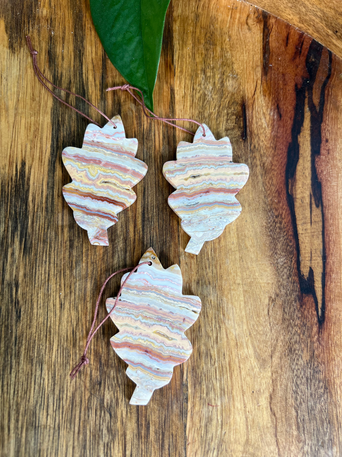 Crazy Lace Agate Leaf Ornaments