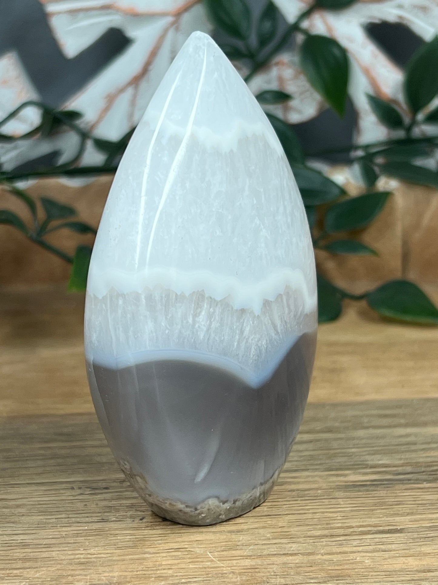 Blue Grey Lace Agate Flame