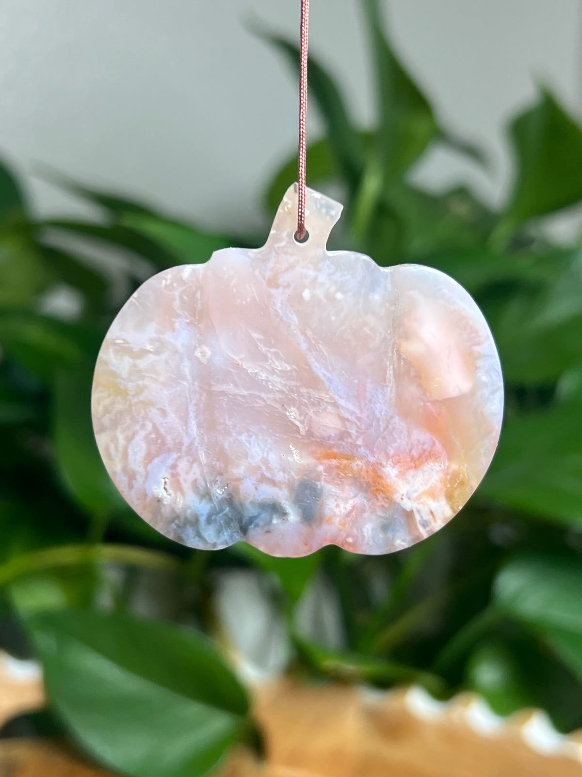 Rainbow Plume Agate Ornament Pumpkin: KT