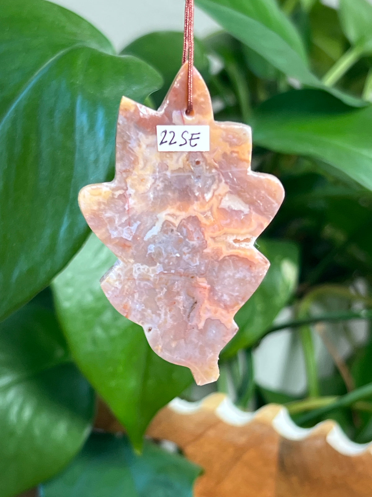 Sumatra Plume Agate Leaf Ornaments