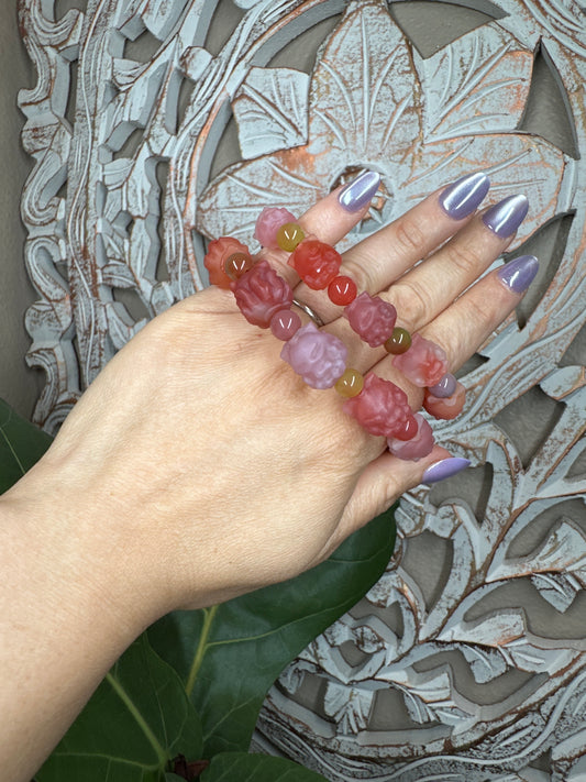 Kitsune/ 9 Tailed Fox Yanyuan Agate Beaded Bracelet
