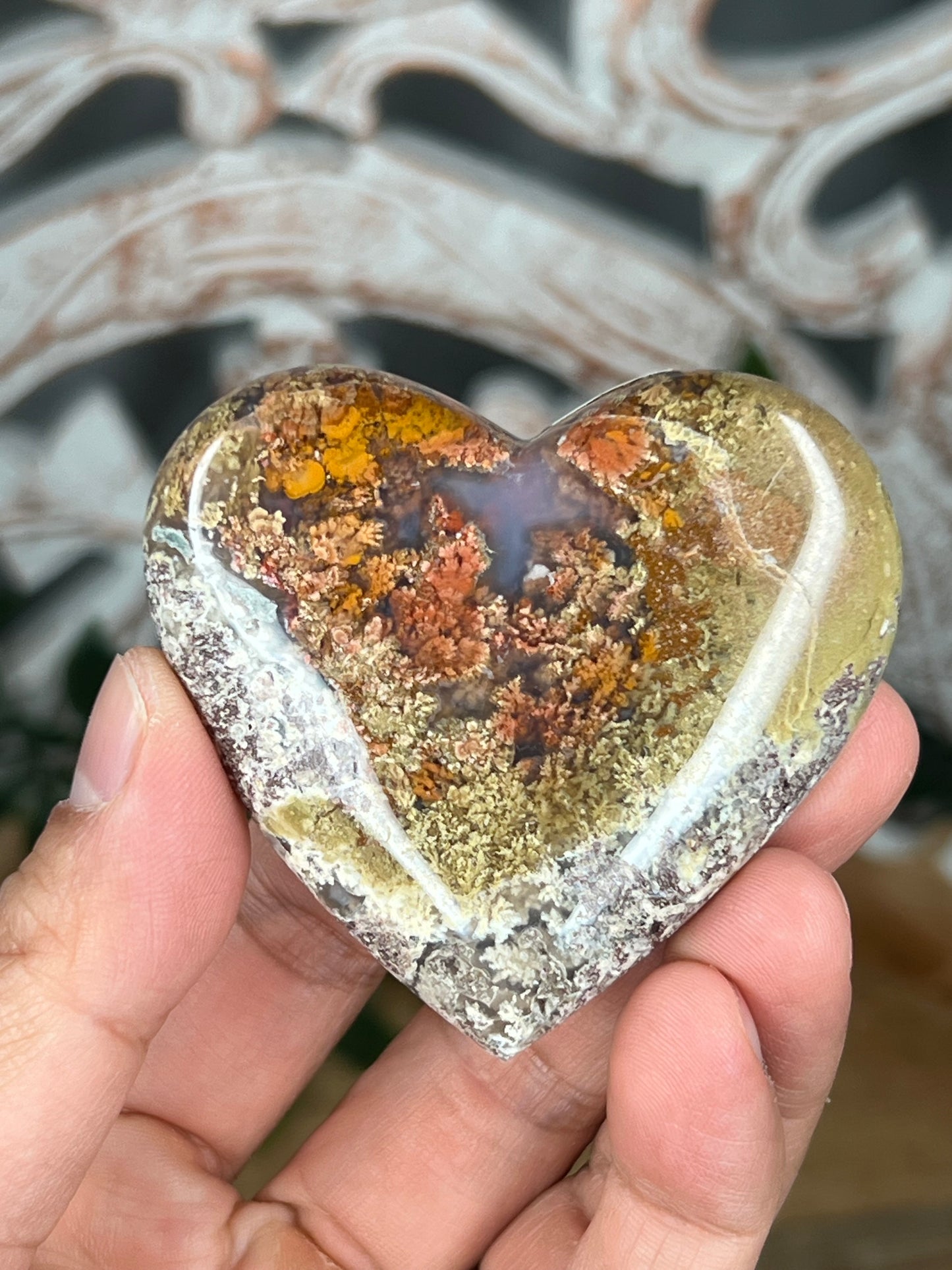 Scenic Moss Agate Heart