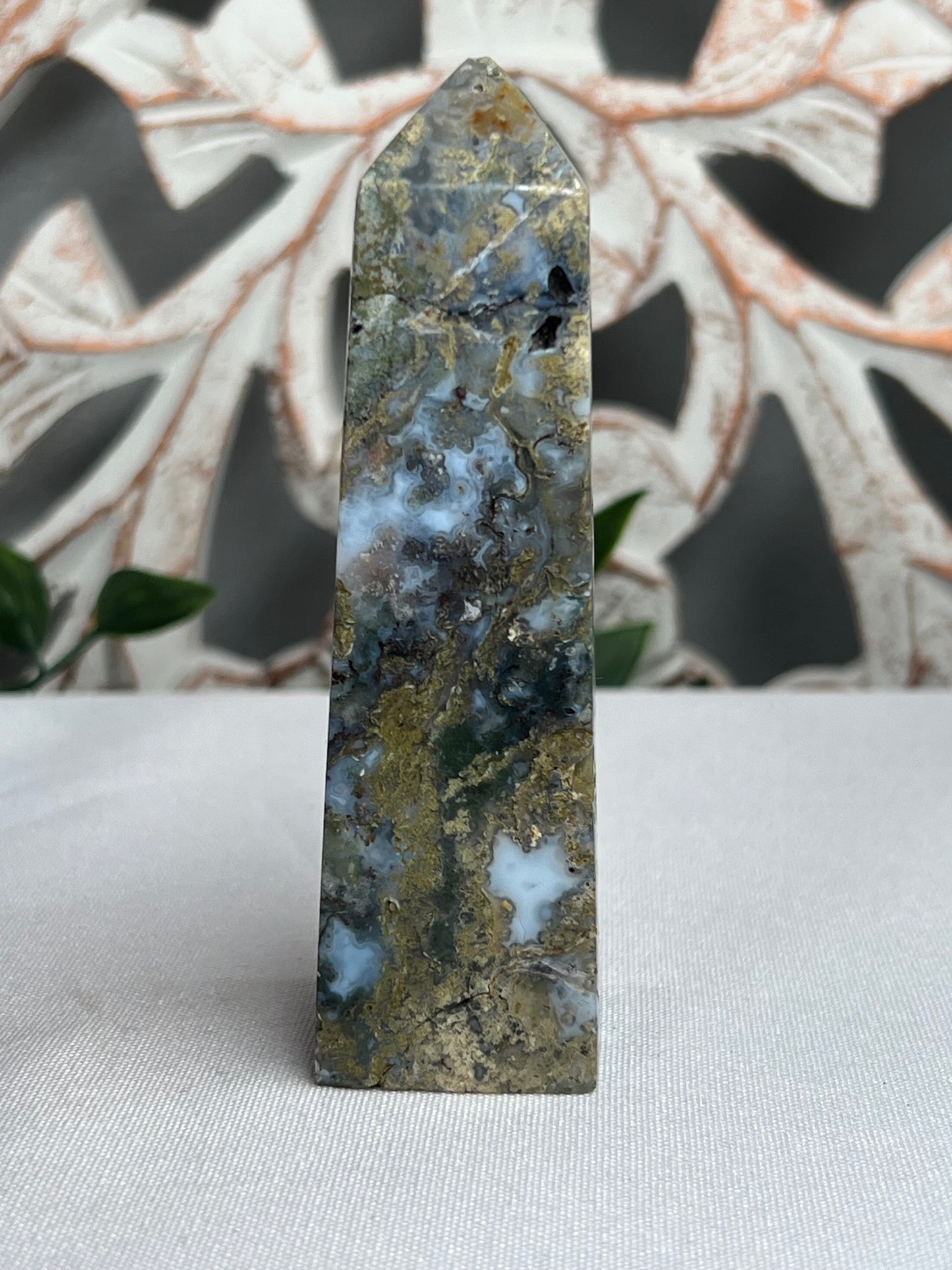 Green Moss Agate Tower