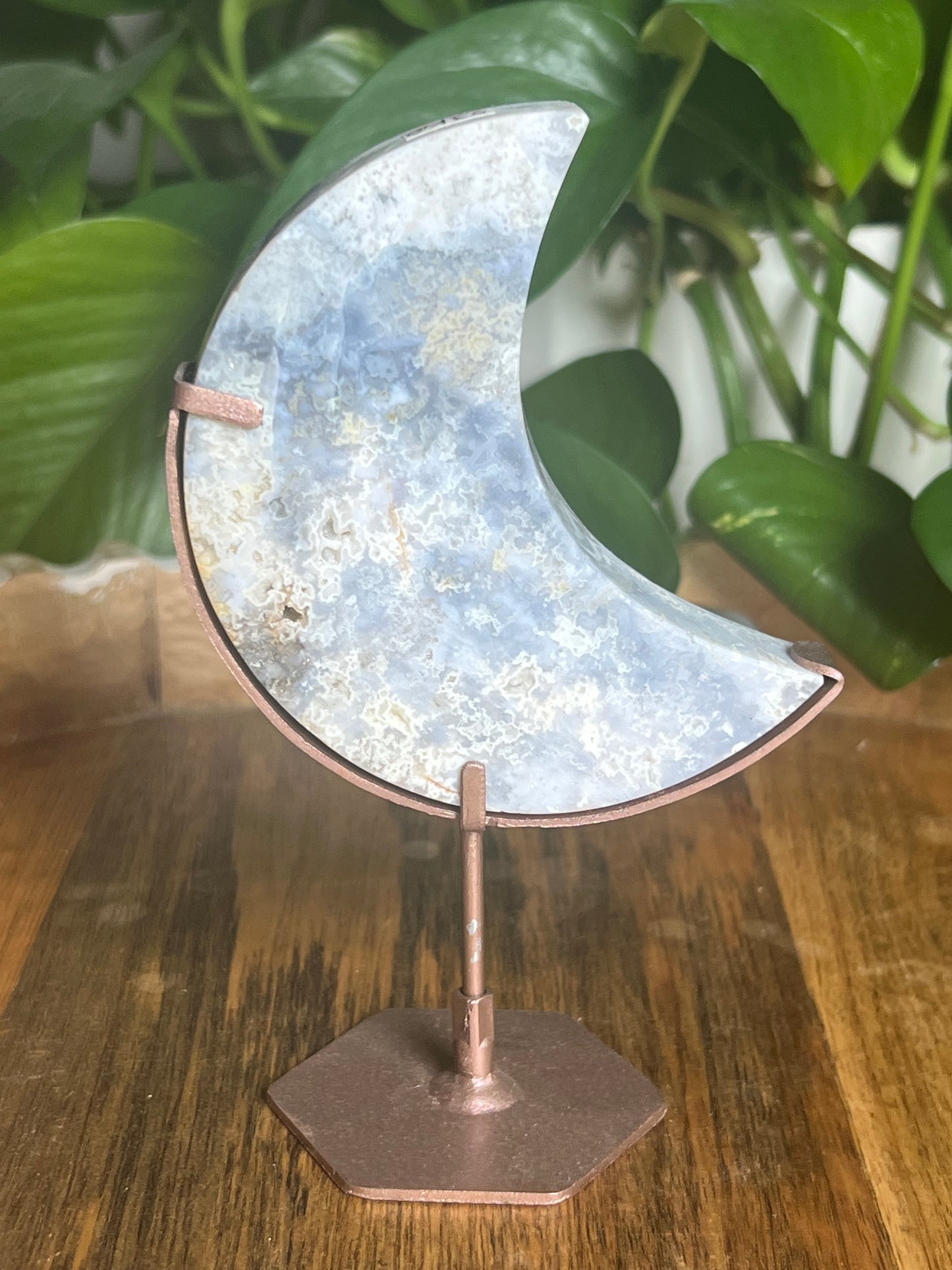 Blue Plume Agate Moon KQ