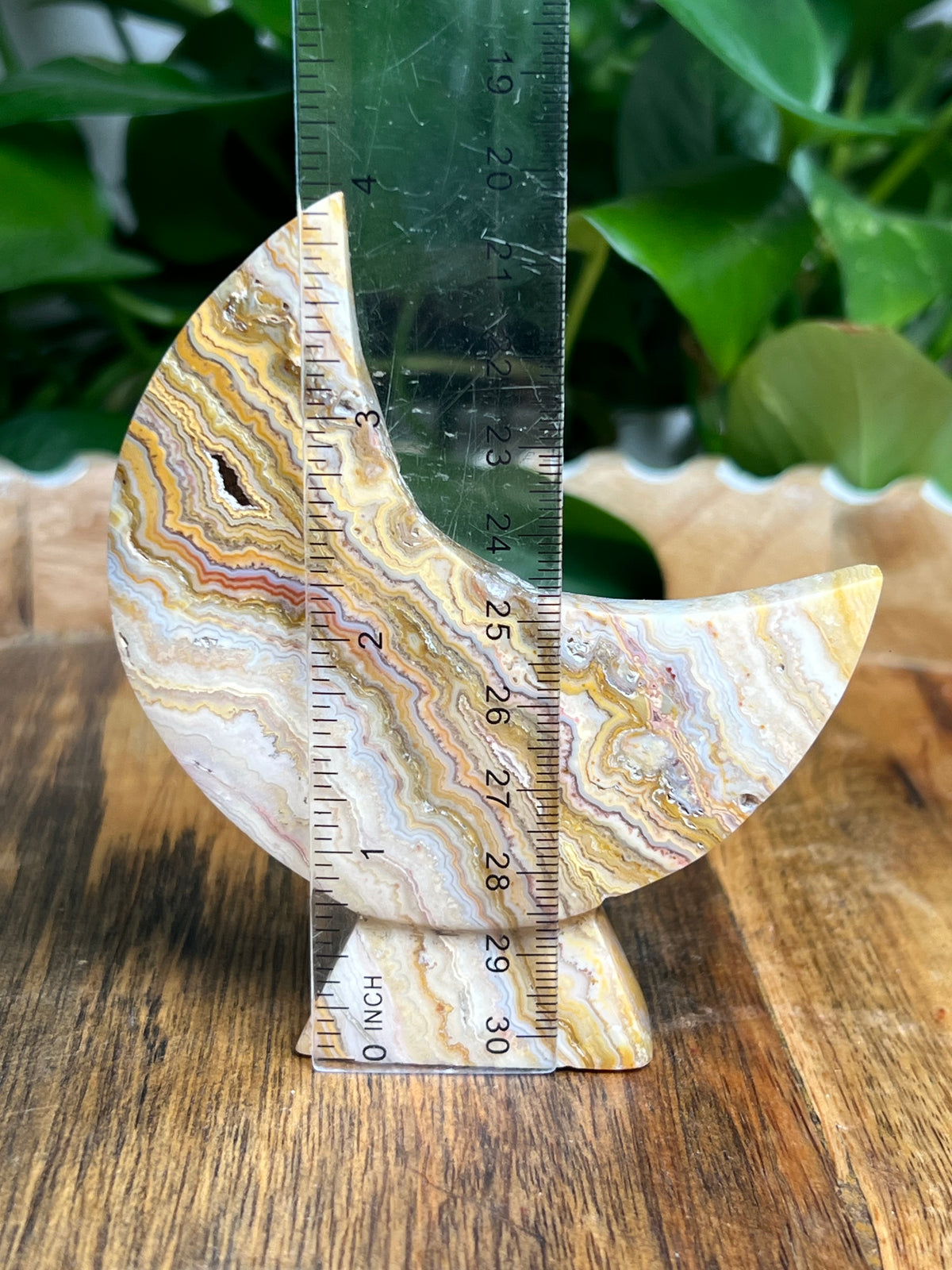 Crazy Lace Agate Self Standing Moon: CD