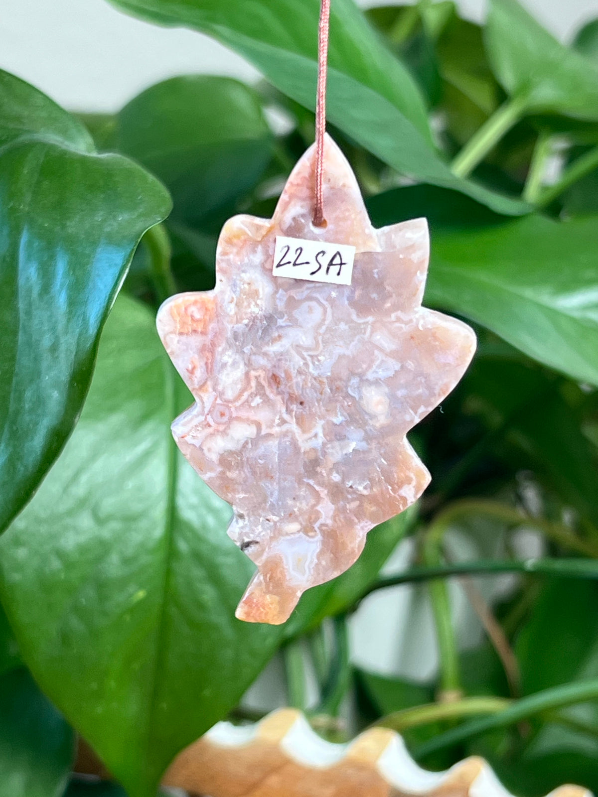 Sumatra Plume Agate Leaf Ornaments