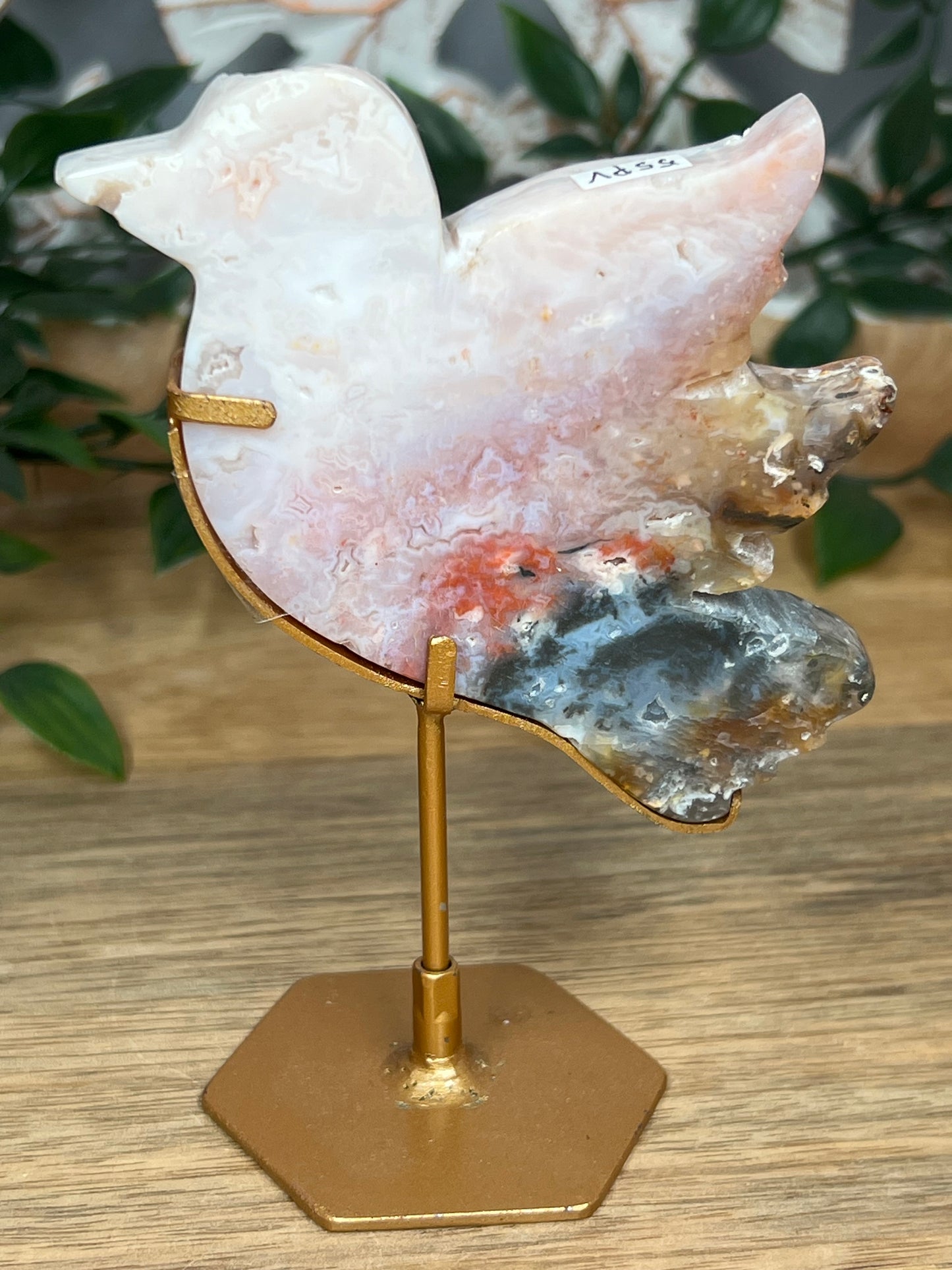 Rainbow Plume Agate Bird