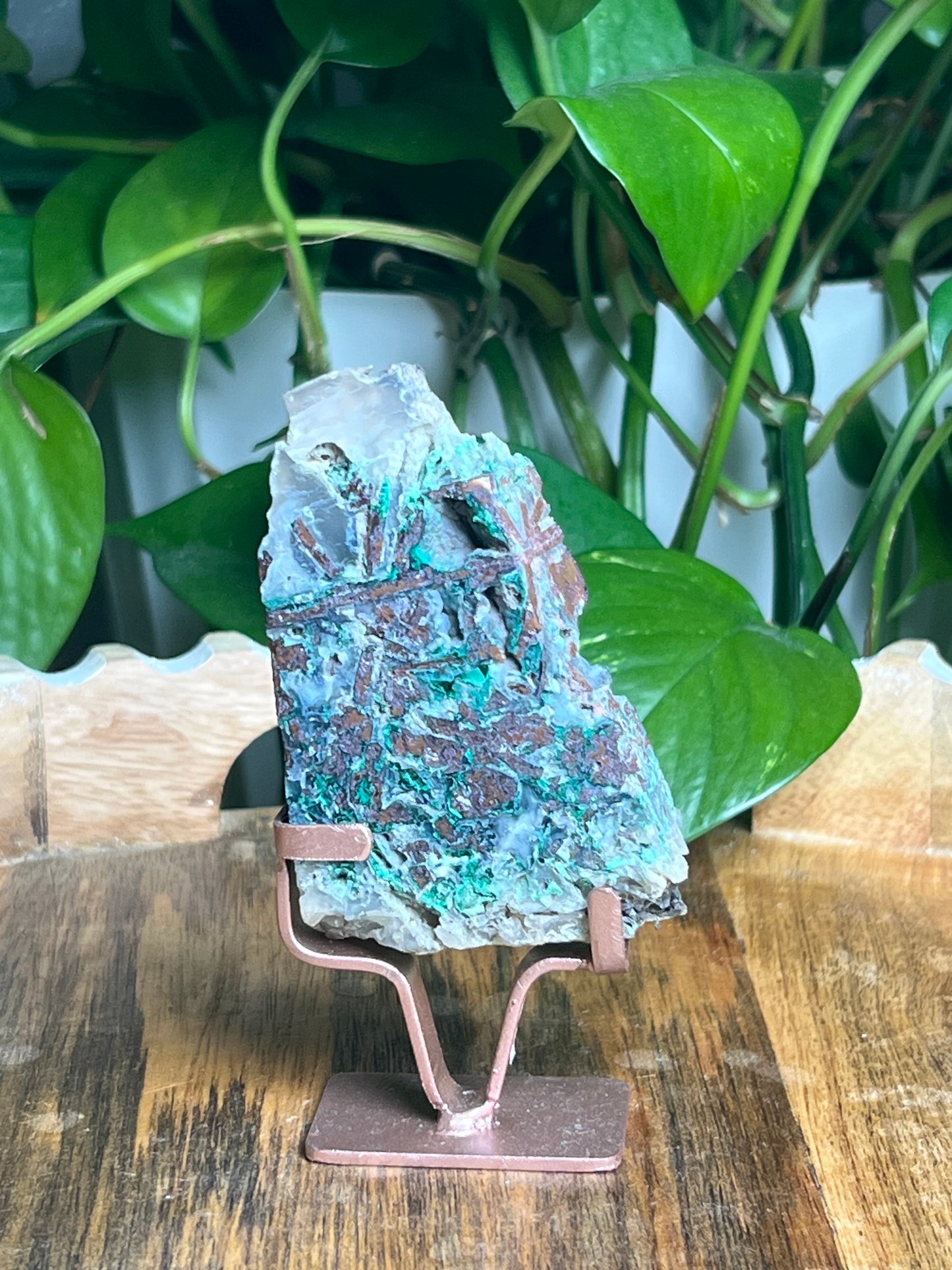 Copper In Malachite Chrysocolla and Chalcedony Slab: R