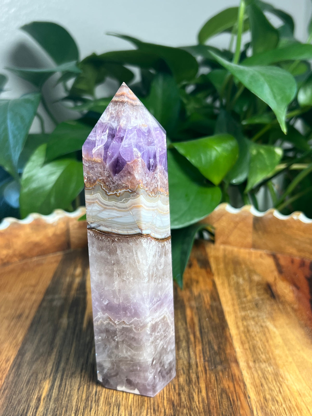 Mexican Crazy Lace Agate Amethyst Tower: BX