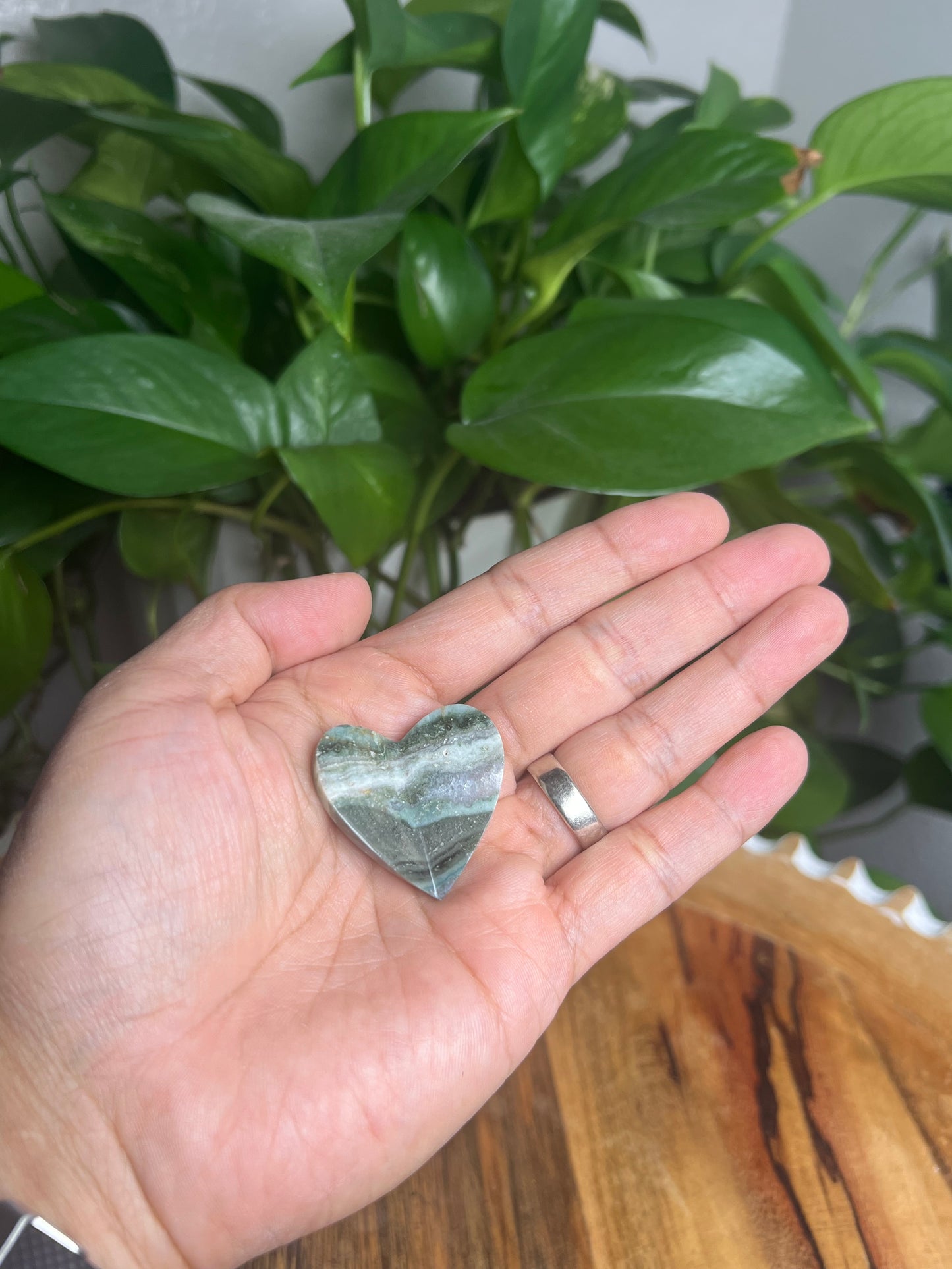 Blue Green Jasper 3D Butterfly Heart: DC