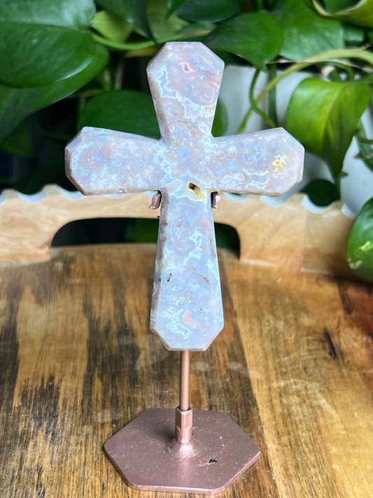 Sumatra Plume Agate Cross: BB