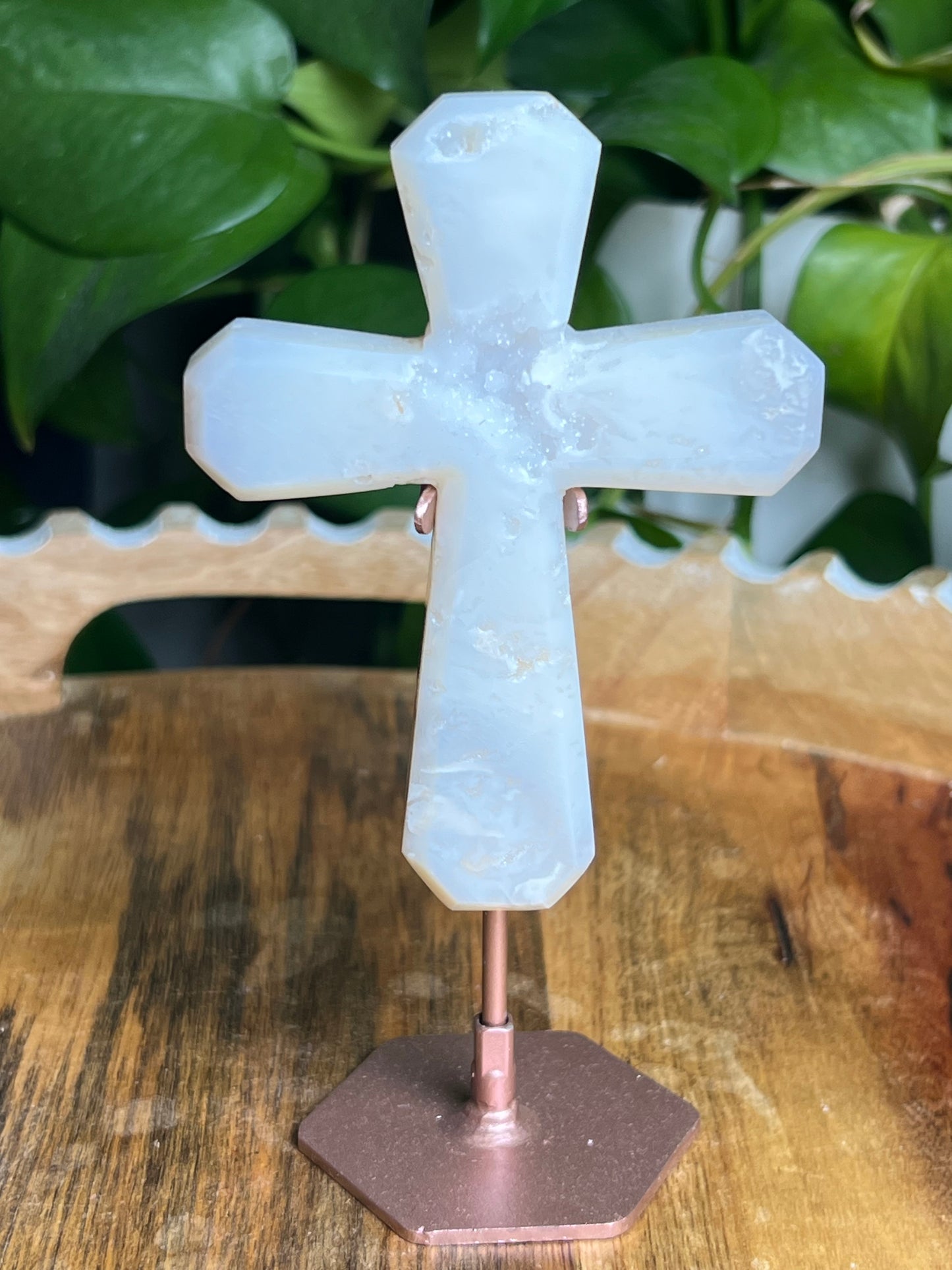 White Plume Agate Cross