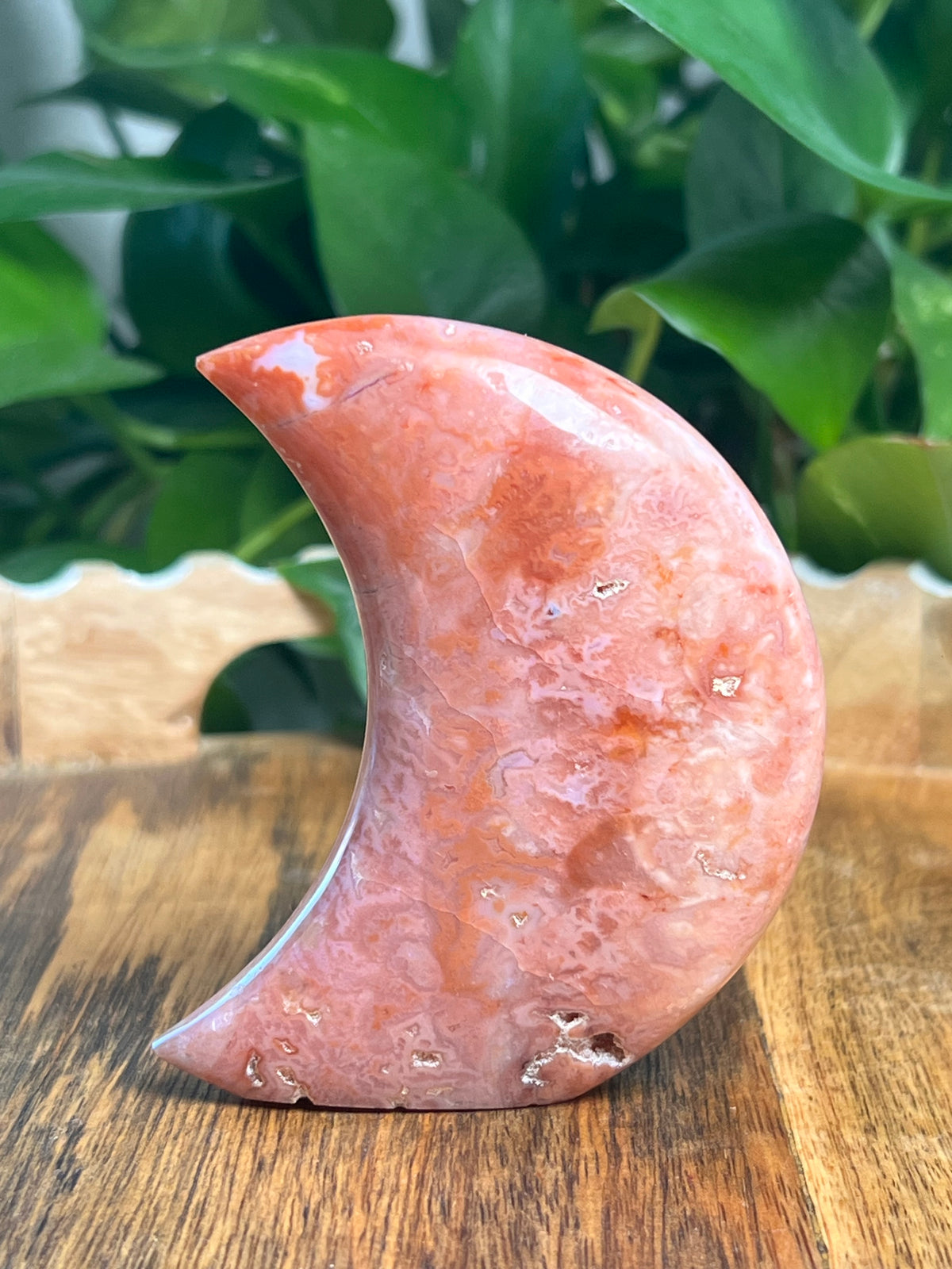 Pink Carnelian Self Standing Moon: PS