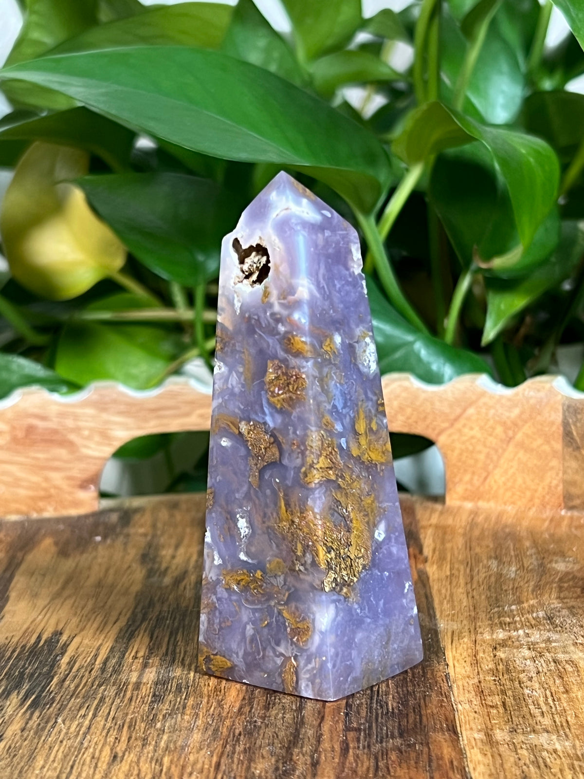 Purple Chalcedony In Gold Towers