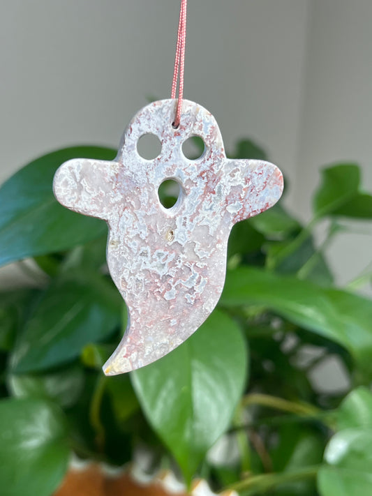Sumatra Plume Agate Ornament Ghost: N