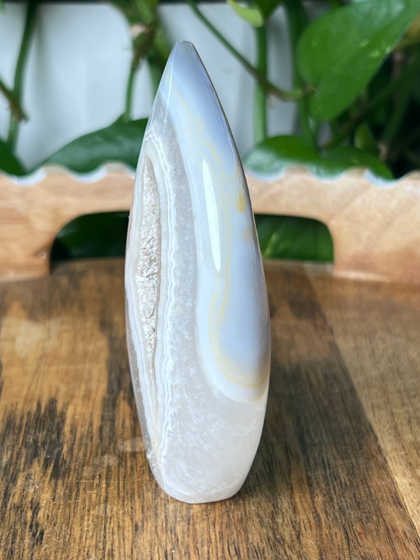 Blue Grey Lace Agate Flame