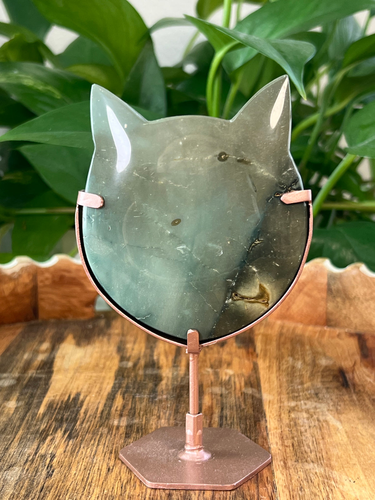 Blue Green Jasper Cat Heads