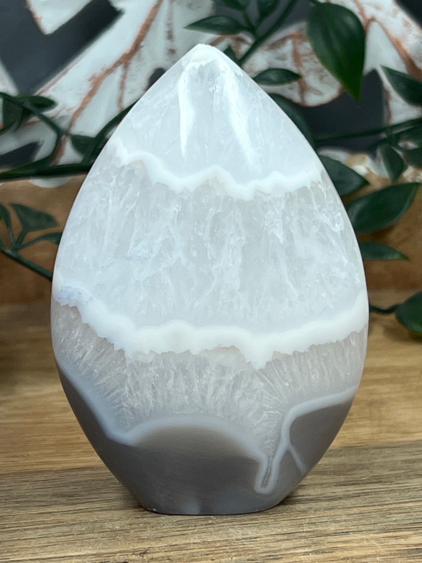 Blue Grey Lace Agate Flame