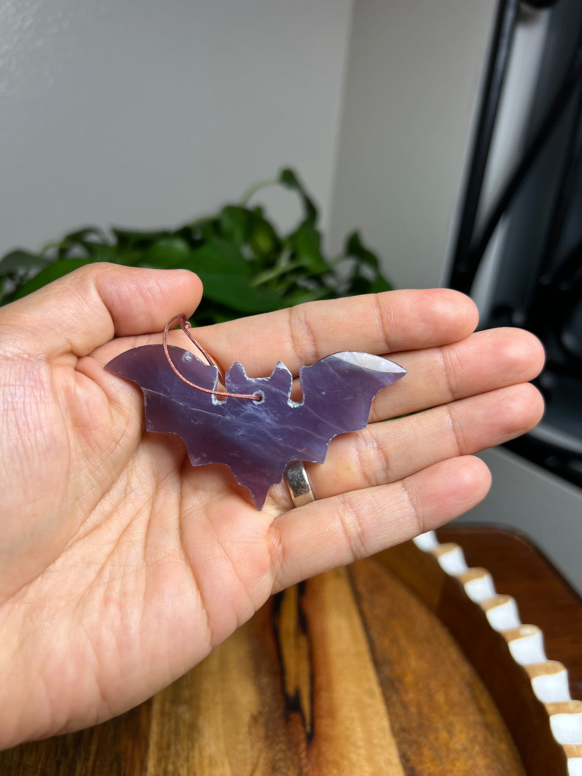 Purple Chalcedony Bat Ornaments