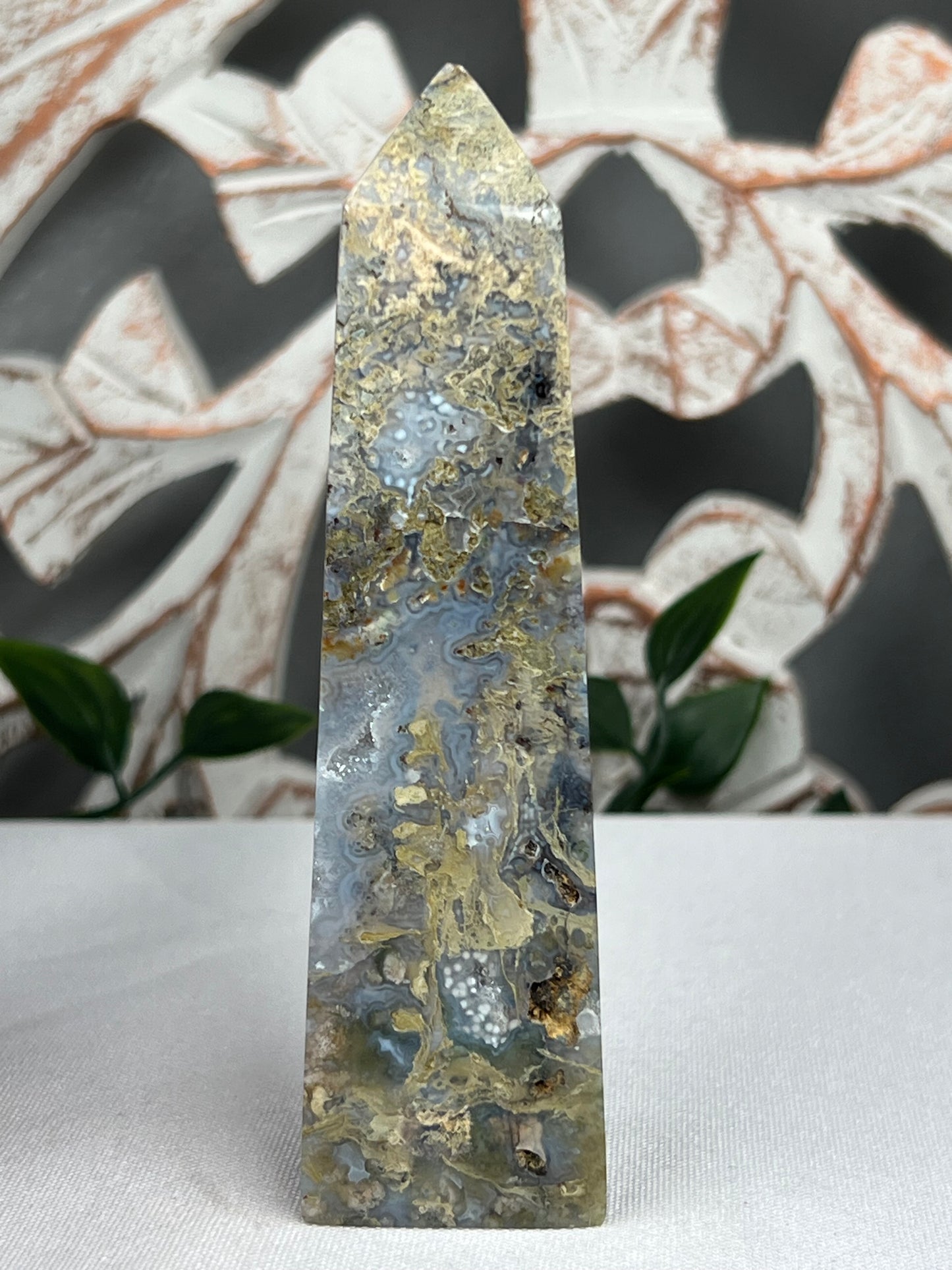Green Moss Agate Tower