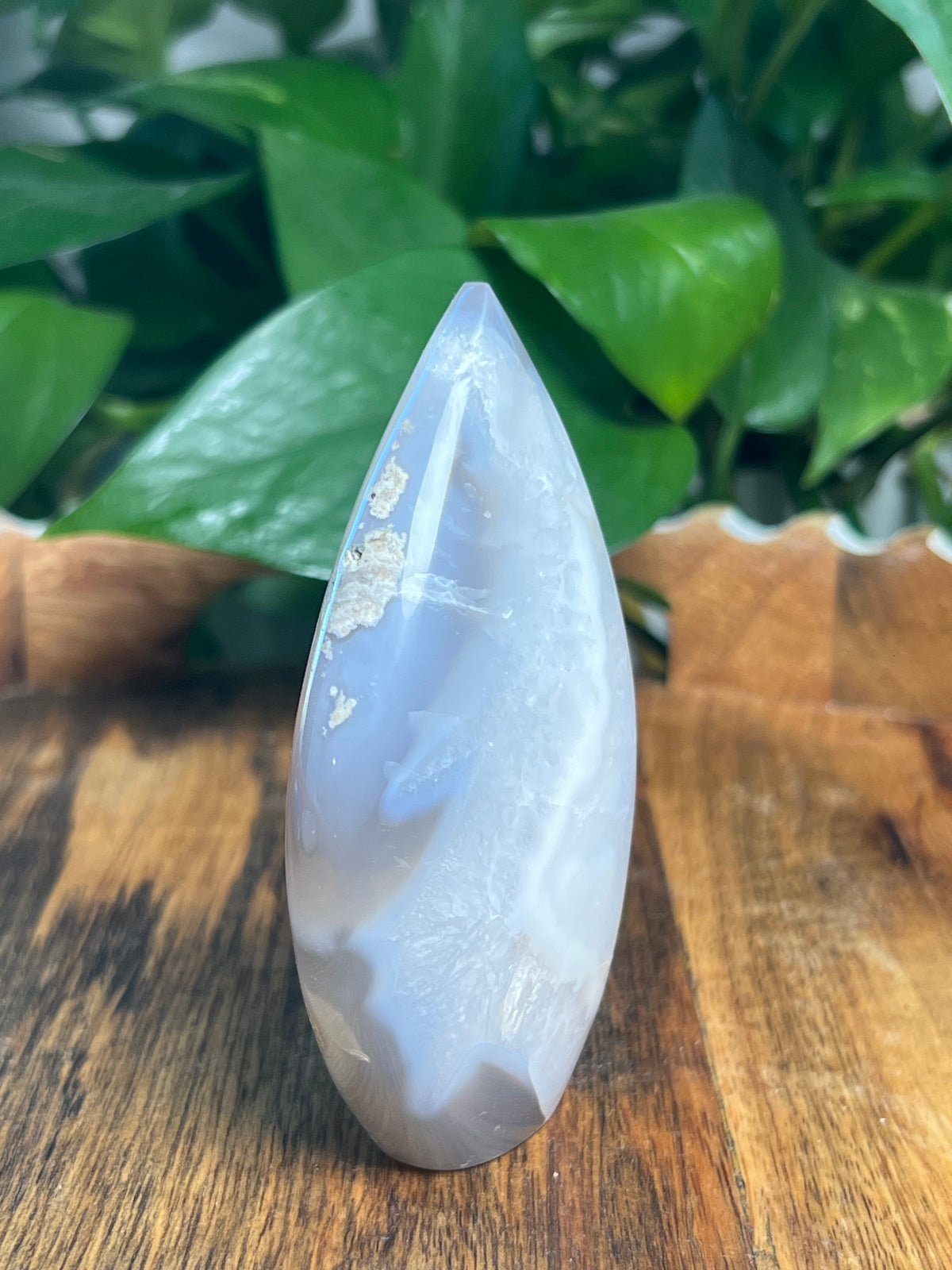 Blue Grey Lace Agate Flame: H