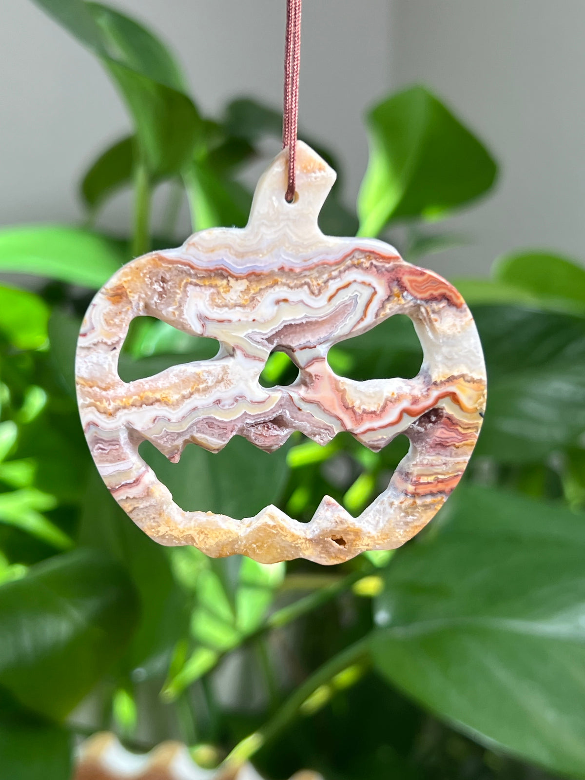 Crazy Lace Agate Ornament Pumpkin:  A