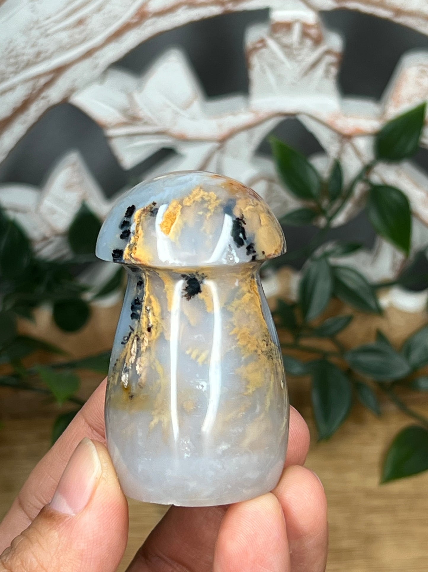 Dendritic Tiger Agate Mushroom