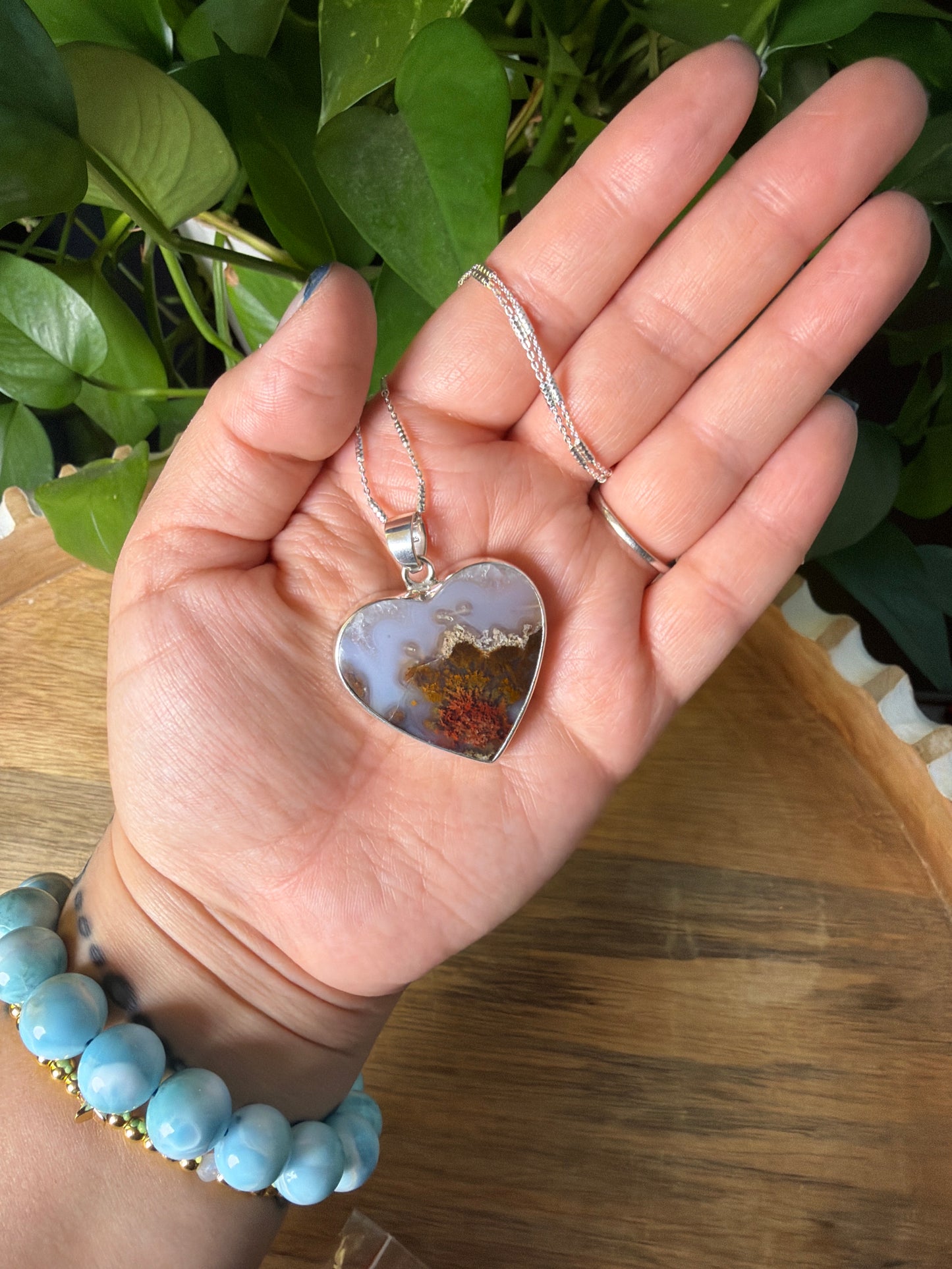 Scenic Moss Agate Heart Pendant