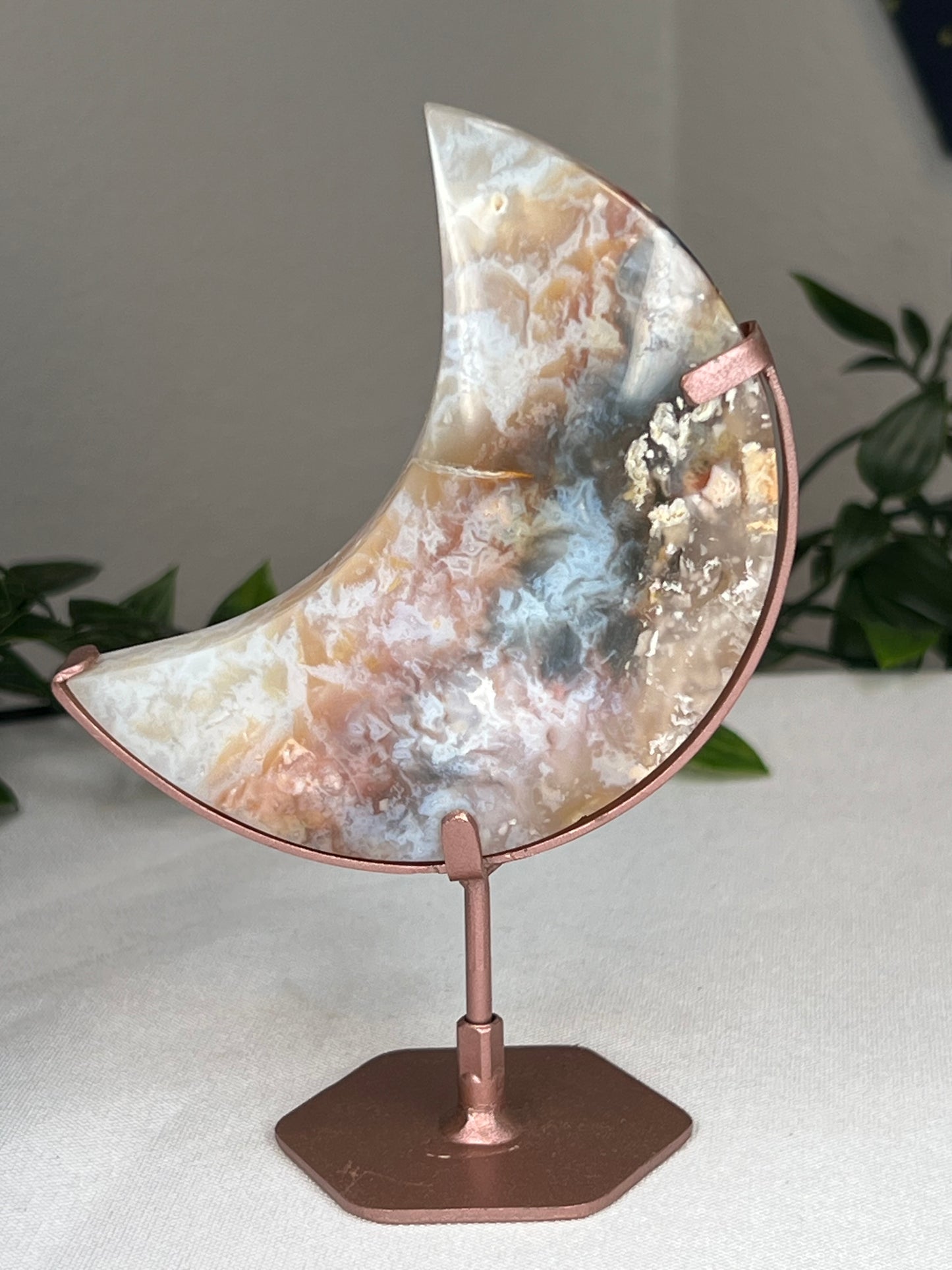 Rainbow Plume Agate Moon