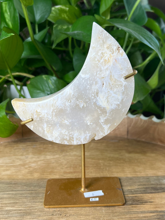White Plume Agate Moon