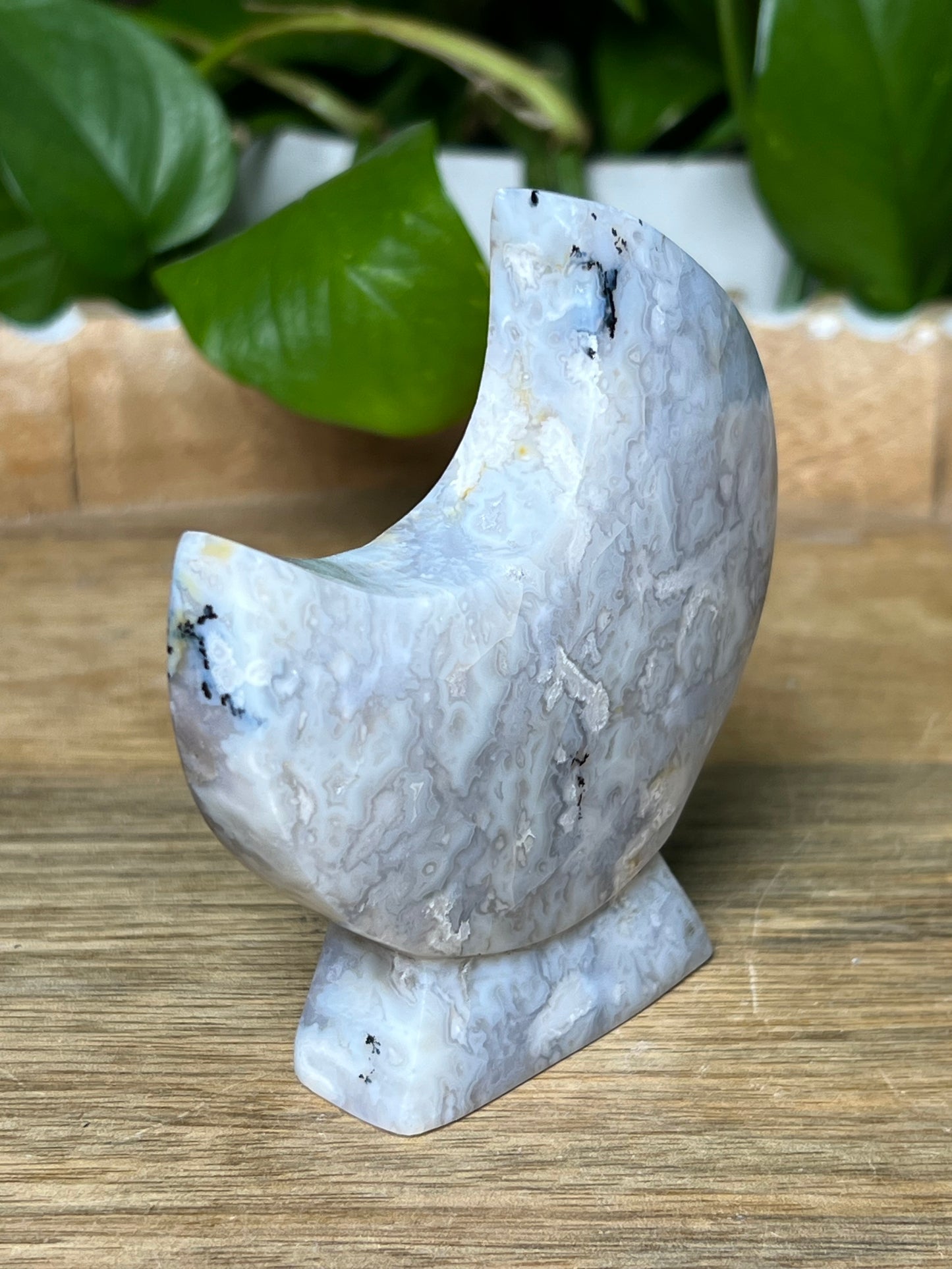 Blue Grey Lace Agate Moon