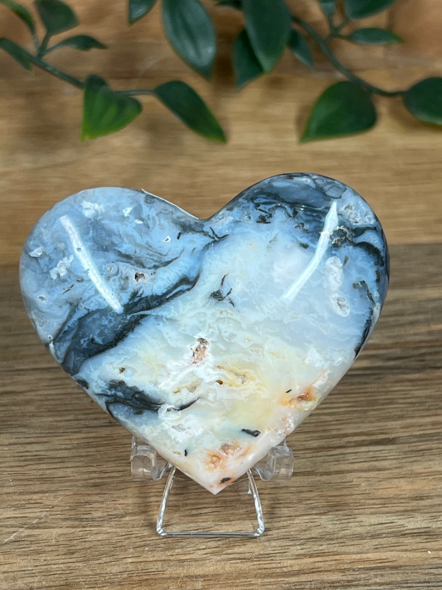 Rainbow Plume Agate Heart