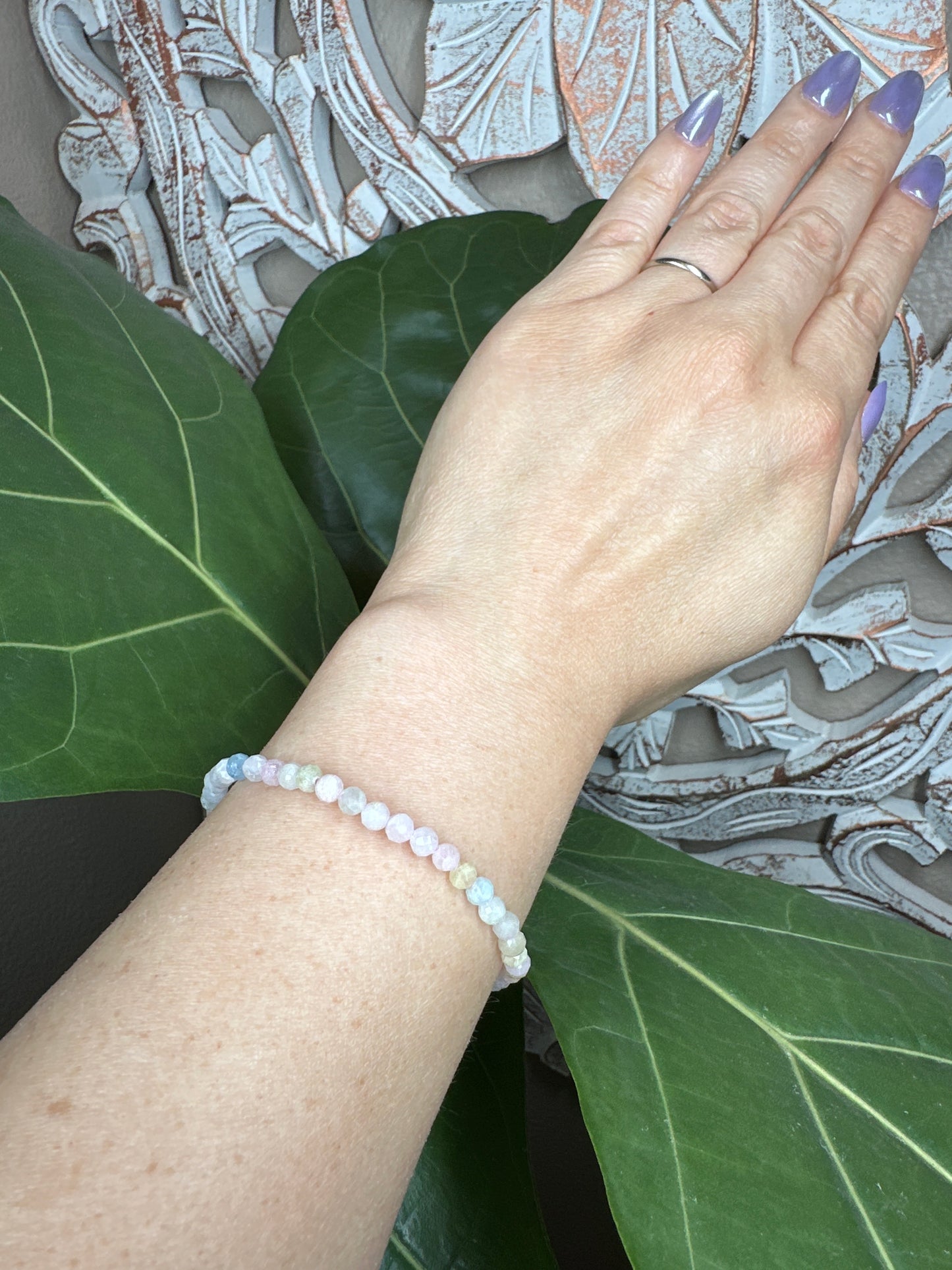 Faceted Morganite Beaded Bracelet (6mm)