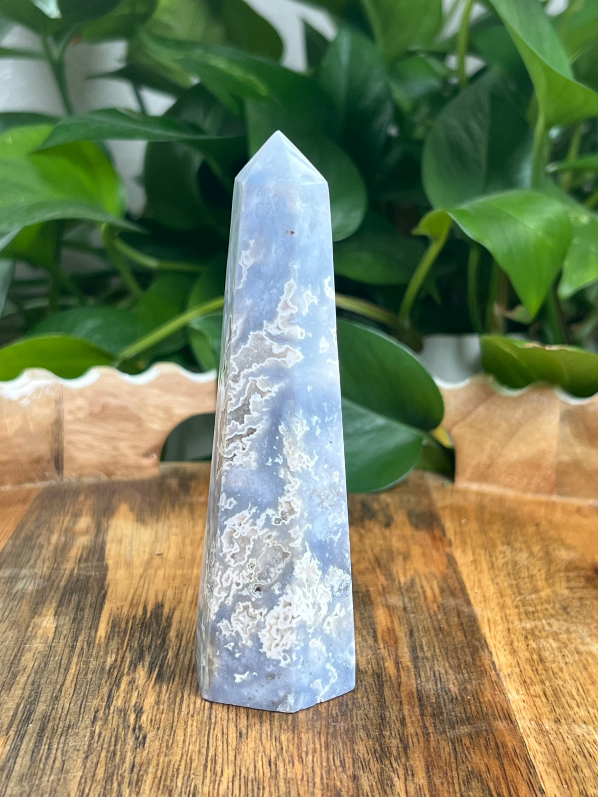 Blue Plume Agate Tower: XS