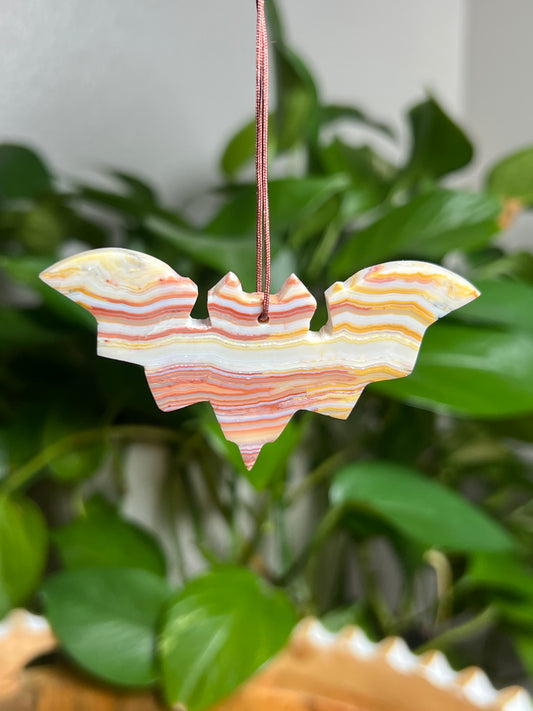Crazy Lace Agate Ornament Bat: Q