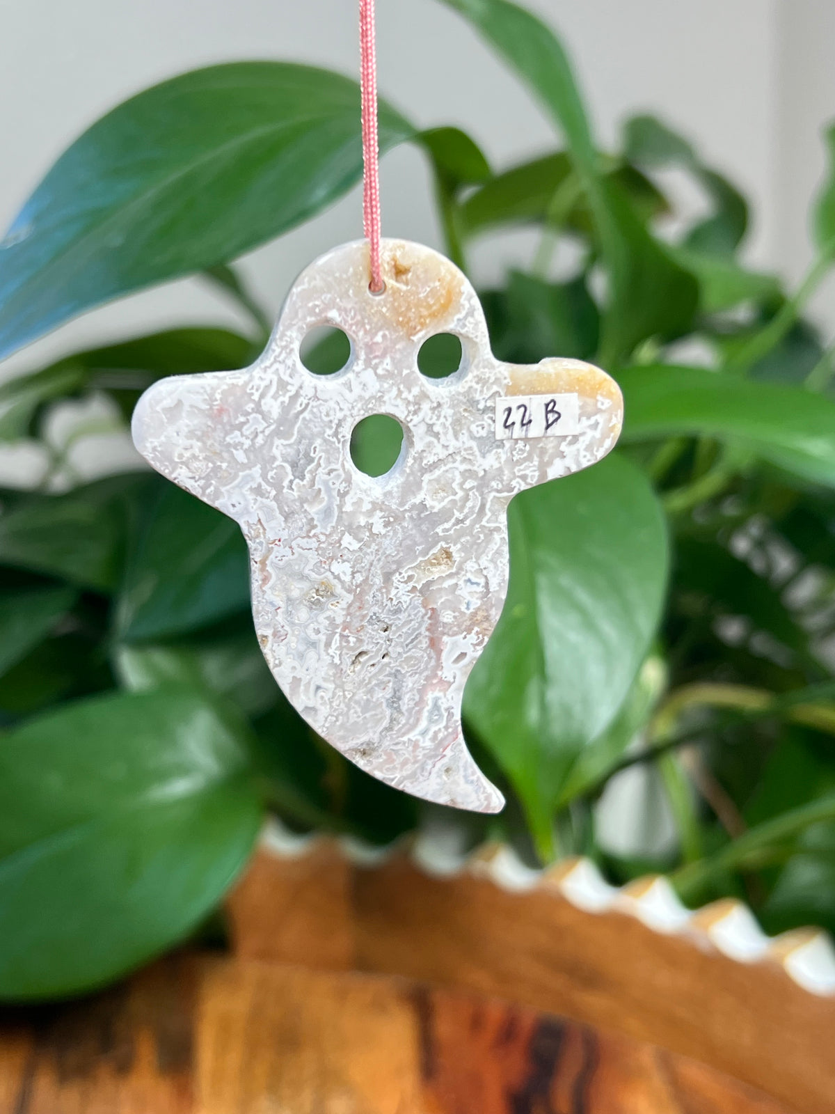 Sumatra Plume Agate Ornament Ghost: B