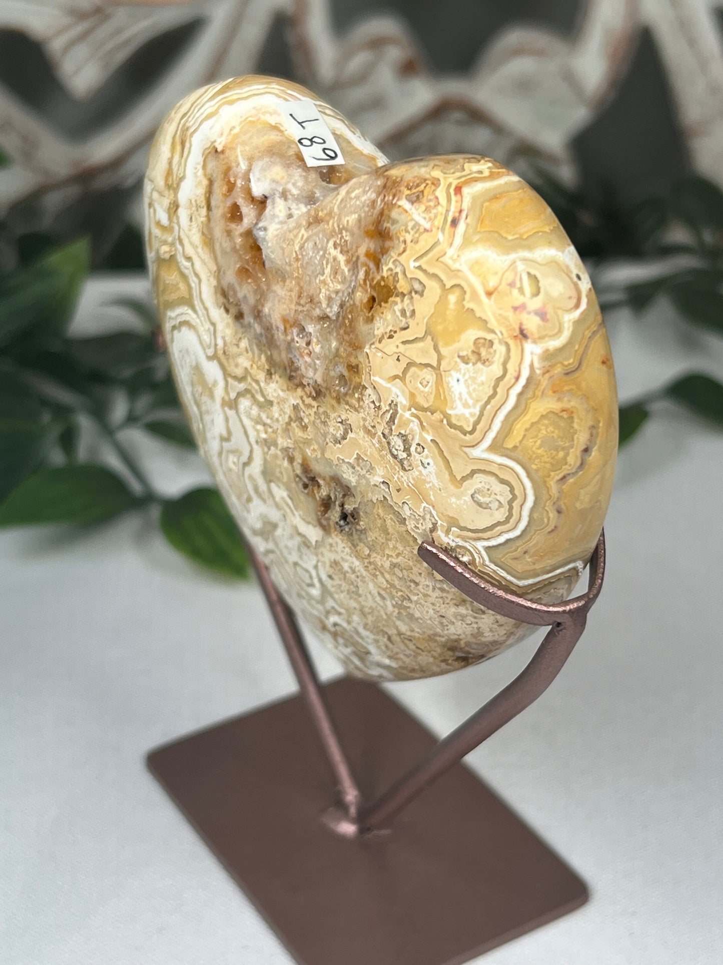 Yellow Crazy Lace Agate Heart