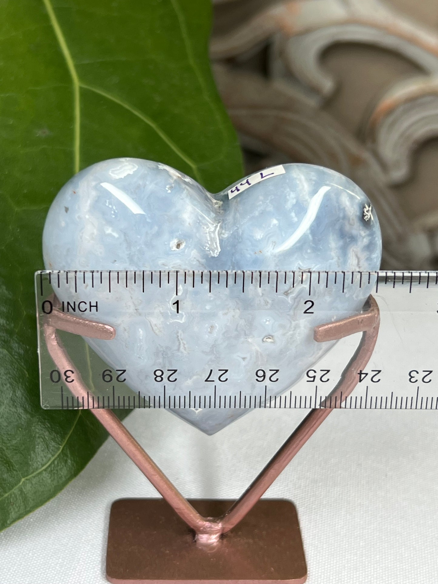 Blue Plume Agate Heart