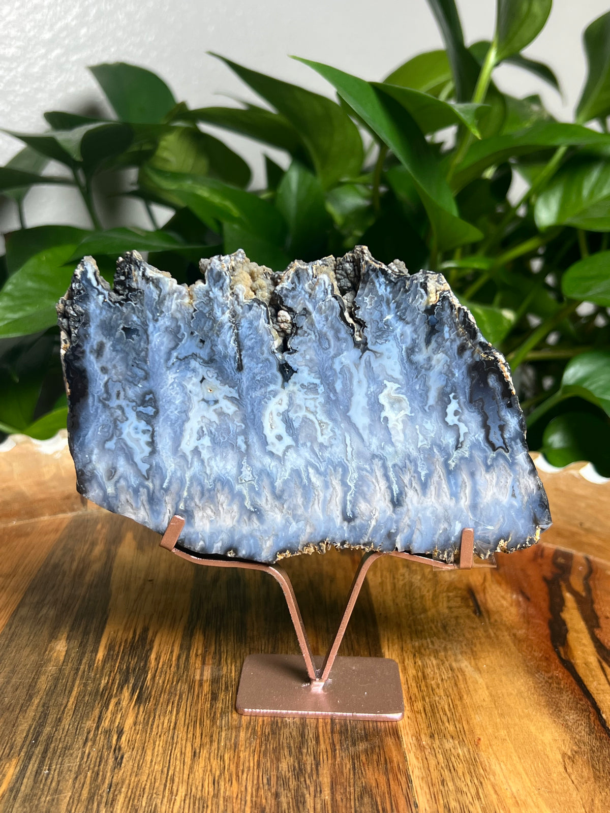 Blue Plume Agate Slab: BA