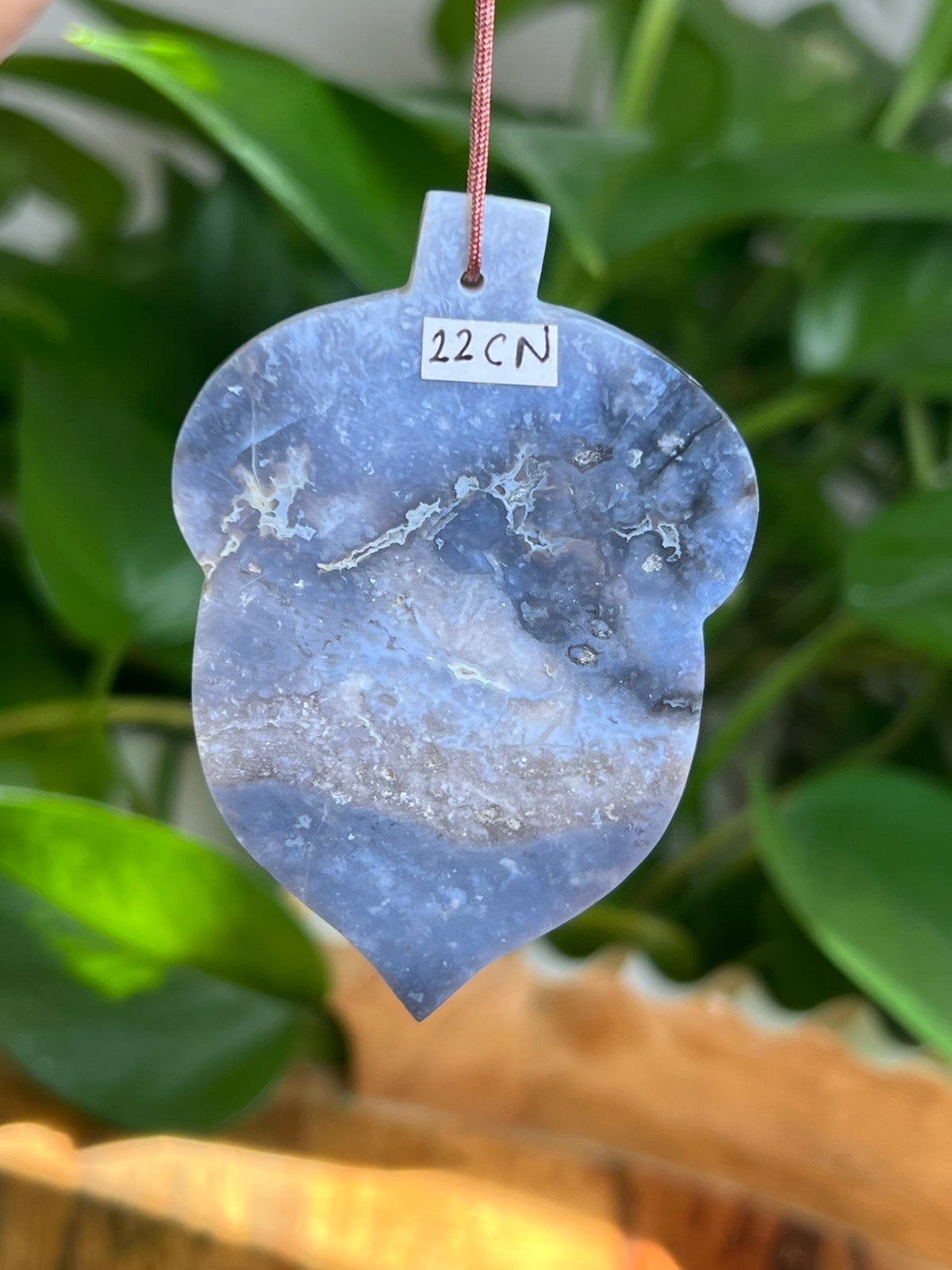 Blue Plume Agate Ornament Acorn: CN