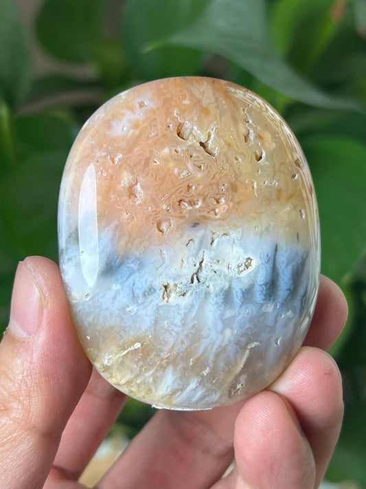 Rainbow Plume Agate Palmstone