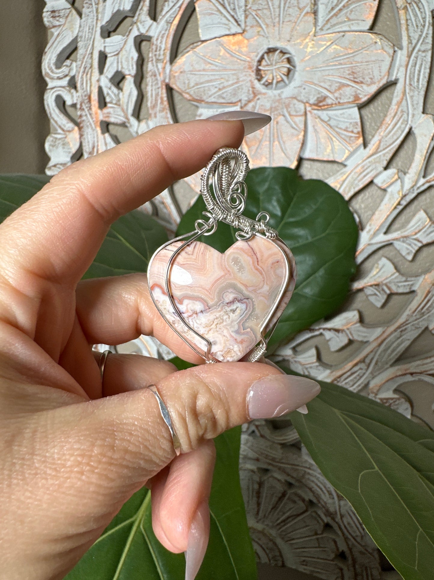 Crazy Lace Agate Wire Wrapped Necklace