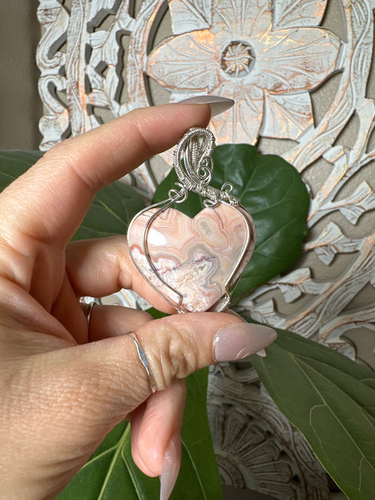 Crazy Lace Agate Wire Wrapped Necklace