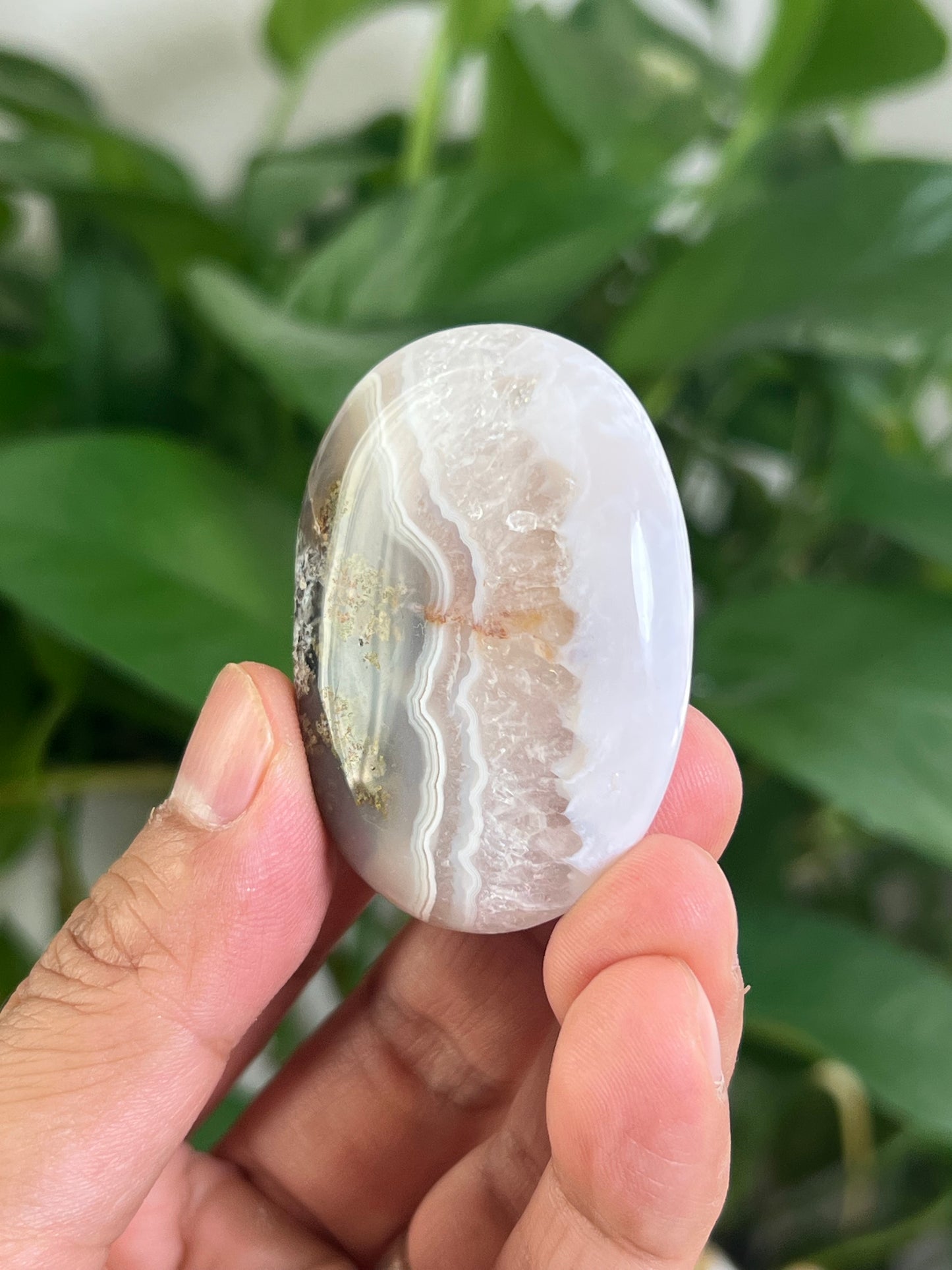 Scenic Moss Agate Palmstone: BE