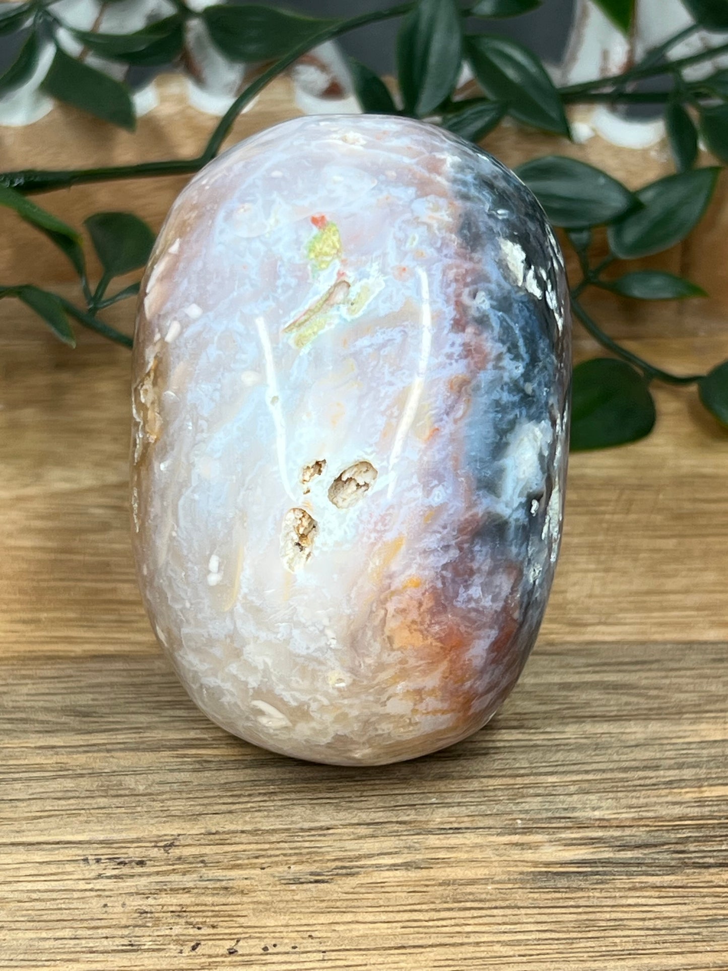 Rainbow Plume Agate Skull