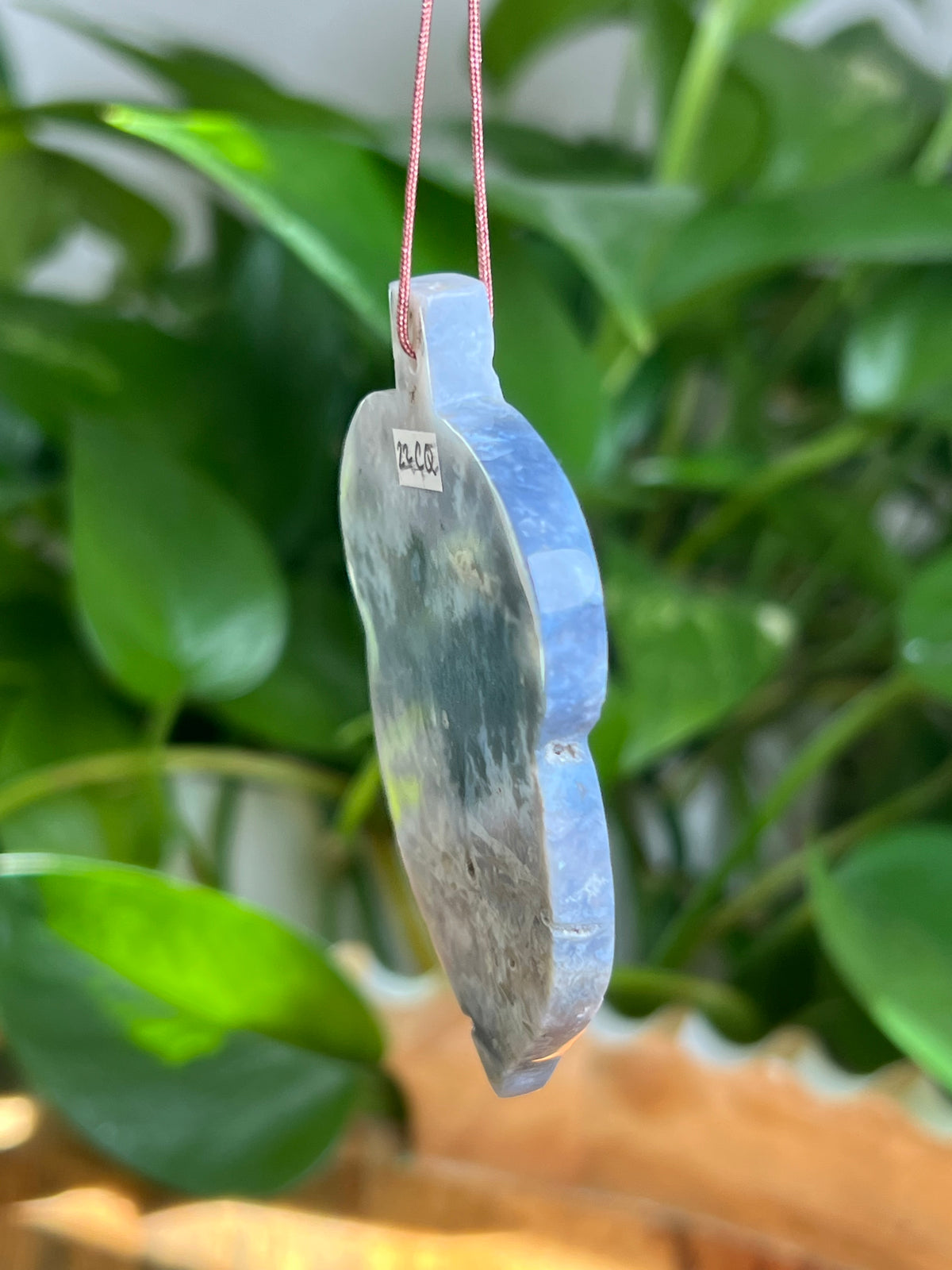 Blue Plume Agate Ornament Acorn: CQ