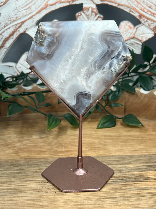 Blue Grey Lace Agate Diamond