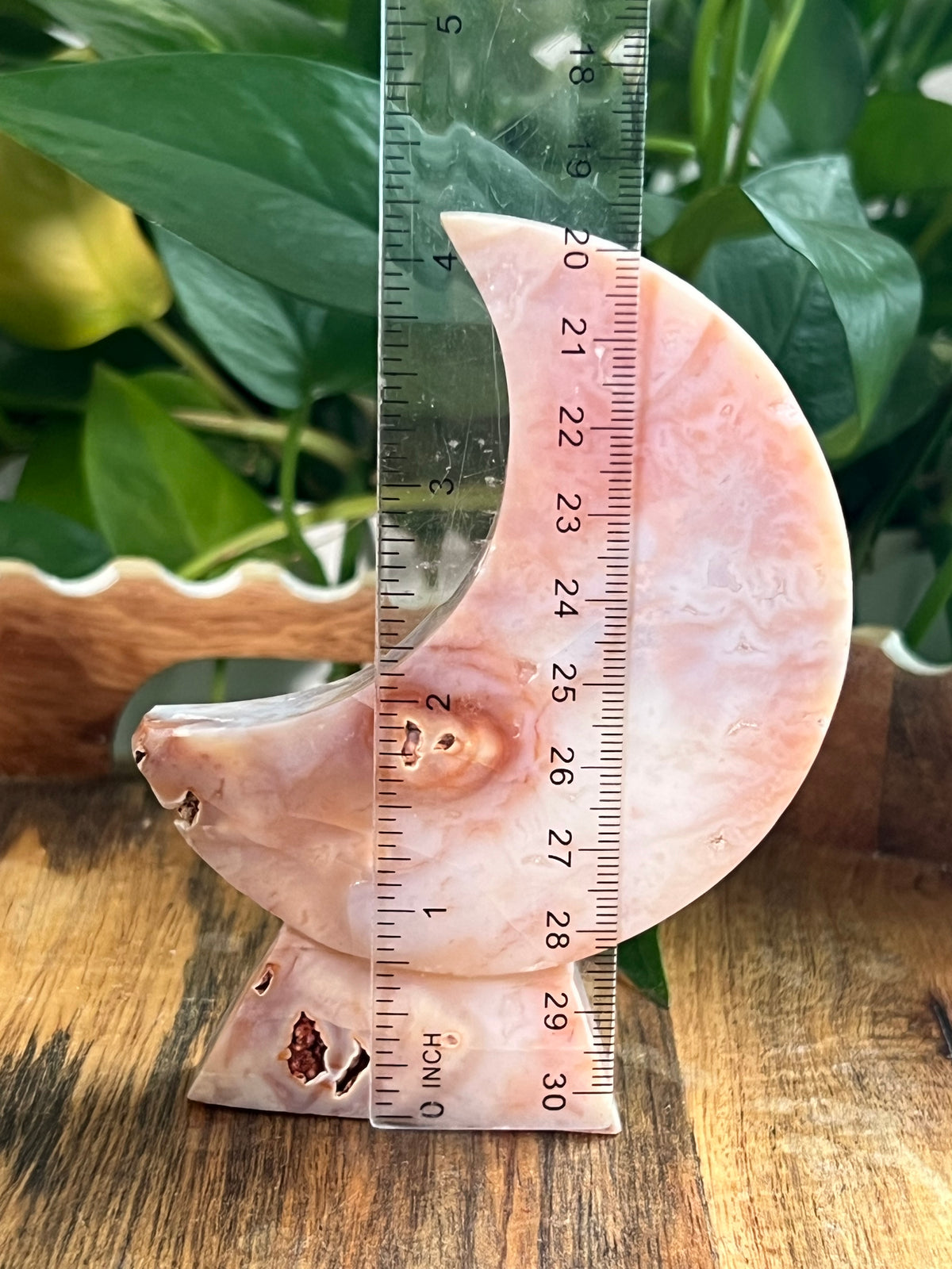 Pink Carnelian Self Standing Moon: HC